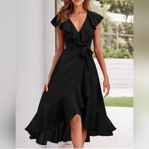 Elegant Ruffle High-Low Dress